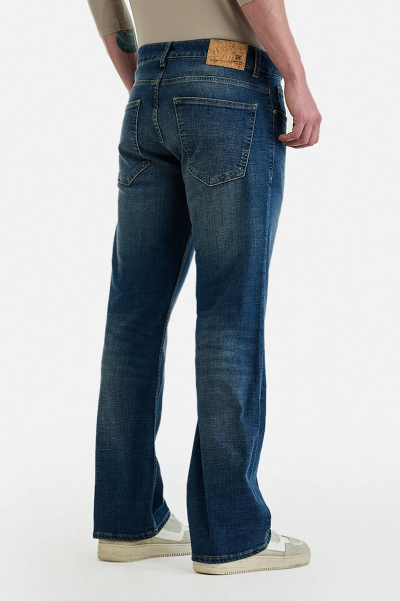 SNITCH Blue Bootcut Stretch Washed Jeans for Men | Best Price UAE